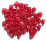 50 8mm Red Marble Three Sided Bicone Beads